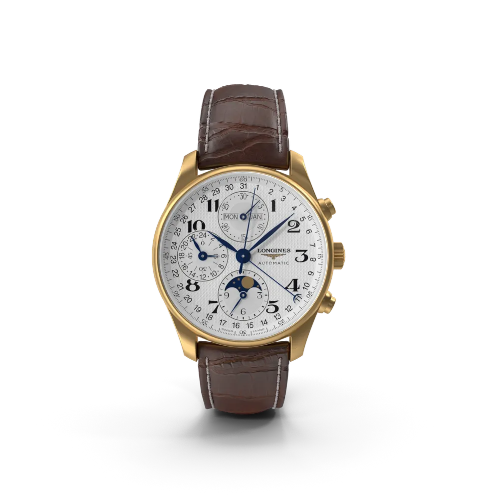 Brown Leather Belt Watch, White